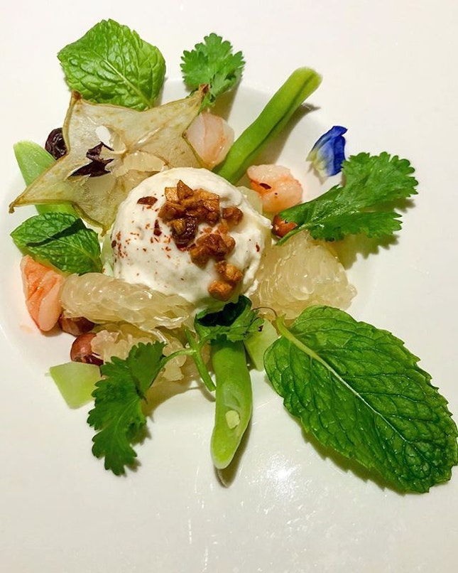 Created for the Crown Princess of Thailand, this pomelo salad was so good and sublime.