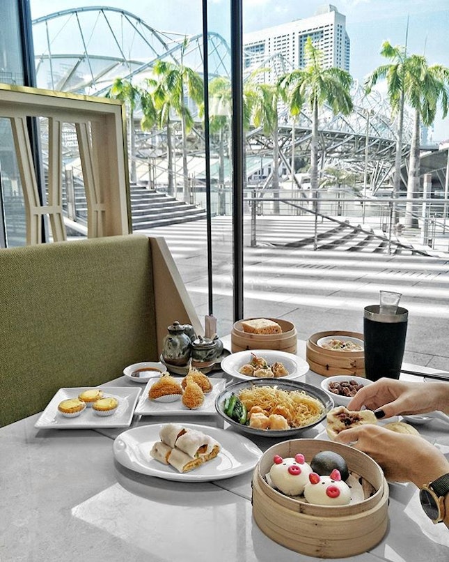 ~
Helix
~
Late Lunch / Tea Break with a view, of the iconic @MarinaBaySg Helix Bridge & some holiday-mood-indudcing palm trees no less.