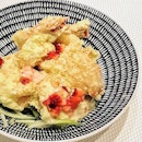 Crispy jumbo prawns tossed with wasabi mayo and strawberries...