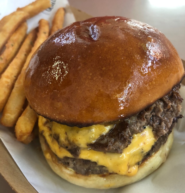 Double Cheeseburger (w/ fries) $9.50