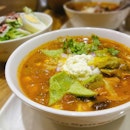 The Mexican Chicken Tortilla Soup at The Soup Spoon is not only yummy, but also low in calories and dairy- gluten- and egg-free!