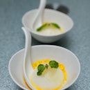 [Park Hotel] - Chilled Coconut Pudding with Passion Fruit Pearls.