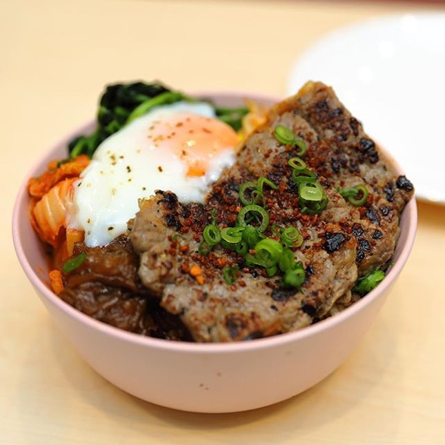 [Two Hana] - Striploin Bap ($13), its Korean interpretation of the rice bowl.