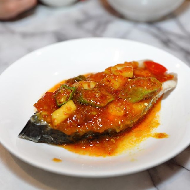 [Ho Fook Hei] - Seabass Fillet Steamed with Signature Nonya Assam Sauce ($14.80).