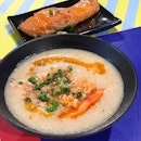 Seafood Congee & Tea-smoked salmon