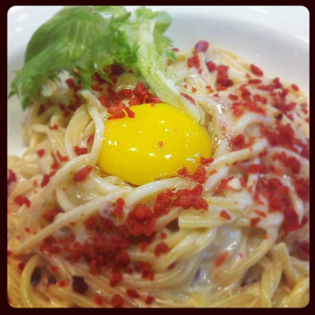 Look at that #egg #cabonara #foodporn #food #igsg #pasta