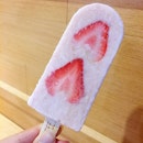 Strawberry Hokkaido Milk Popsicle on a hot hot afternoon.