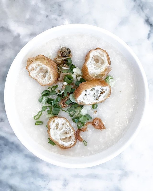 Hipster chicken congee because marble top so we VSCO-fied it.