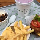 Shack Stack, Cheese Fries, Raspberry Limeade, and Big Blend Concrete (@shakeshackUK)